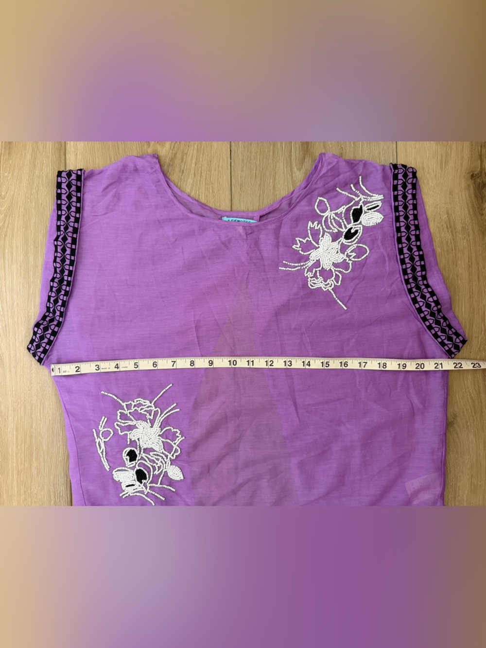 LEIFNOTES By Anthropologie Farren Beaded Tie Back Blouse EUC - Picture 7 of 10